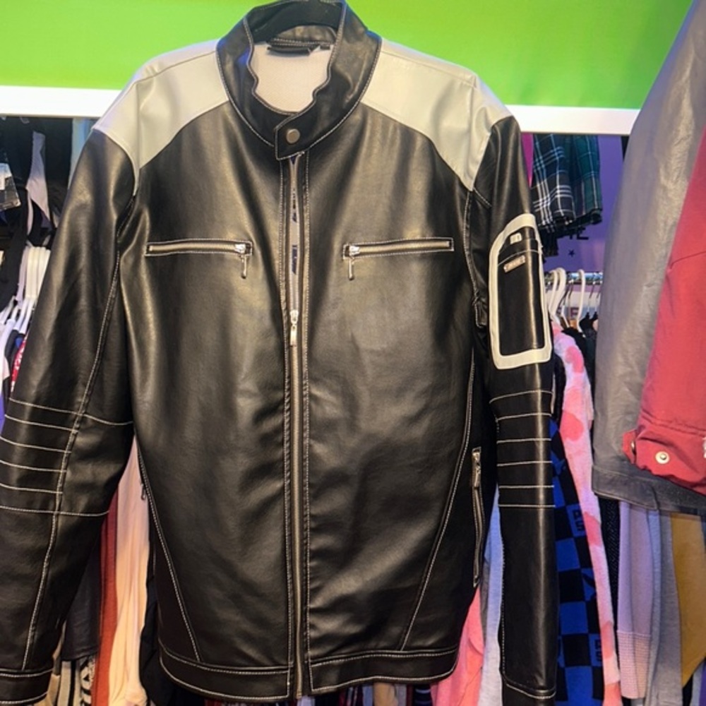 Men’s Authentic Leather jacket NASCAR Montreal Black BUSCH Series NWOT Size XLG